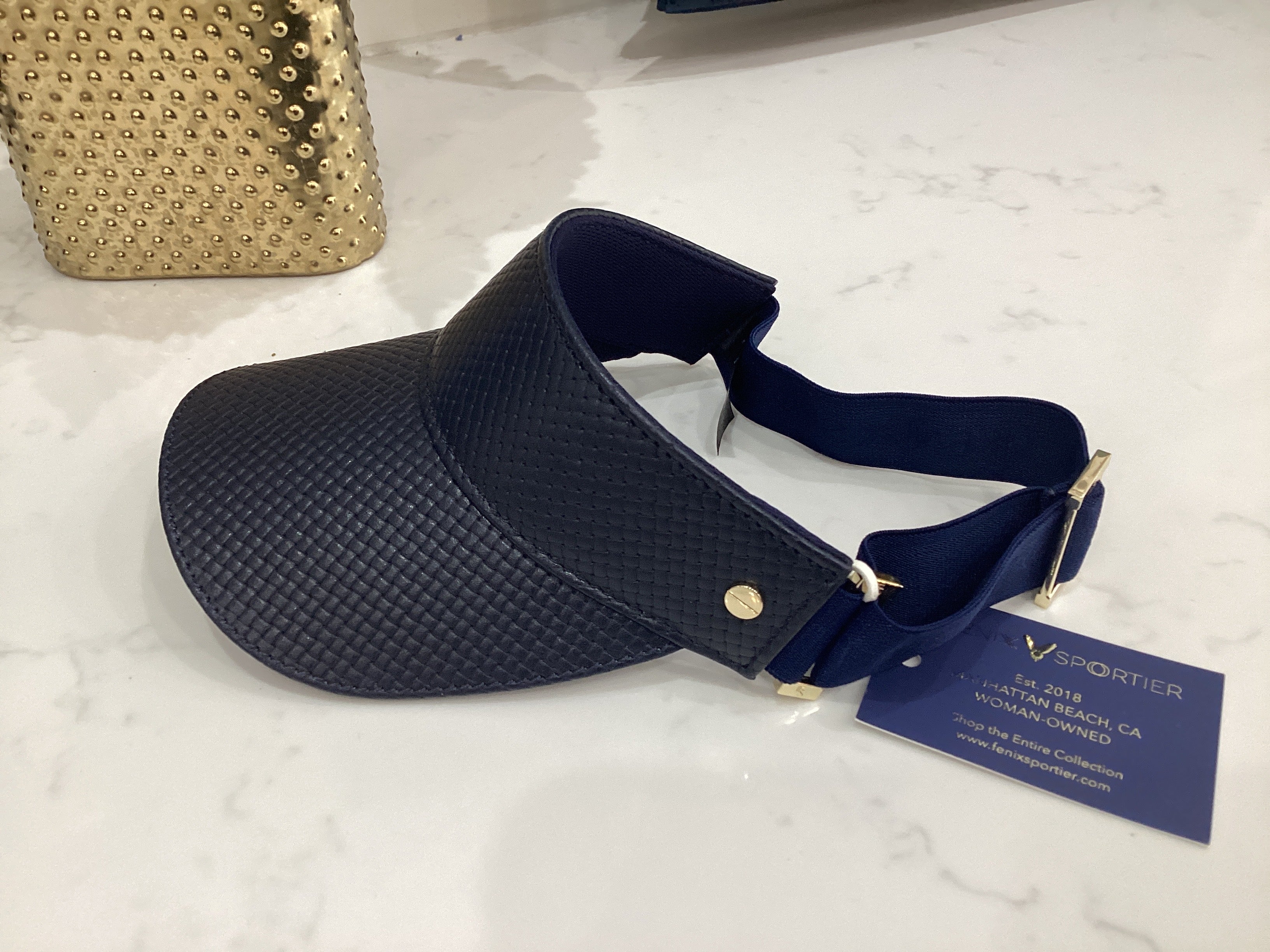The Visor in Navy Basketweave/Varsity/Gold - Baseline Social