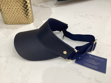 The Visor in Navy Basketweave/Varsity/Gold - Baseline Social
