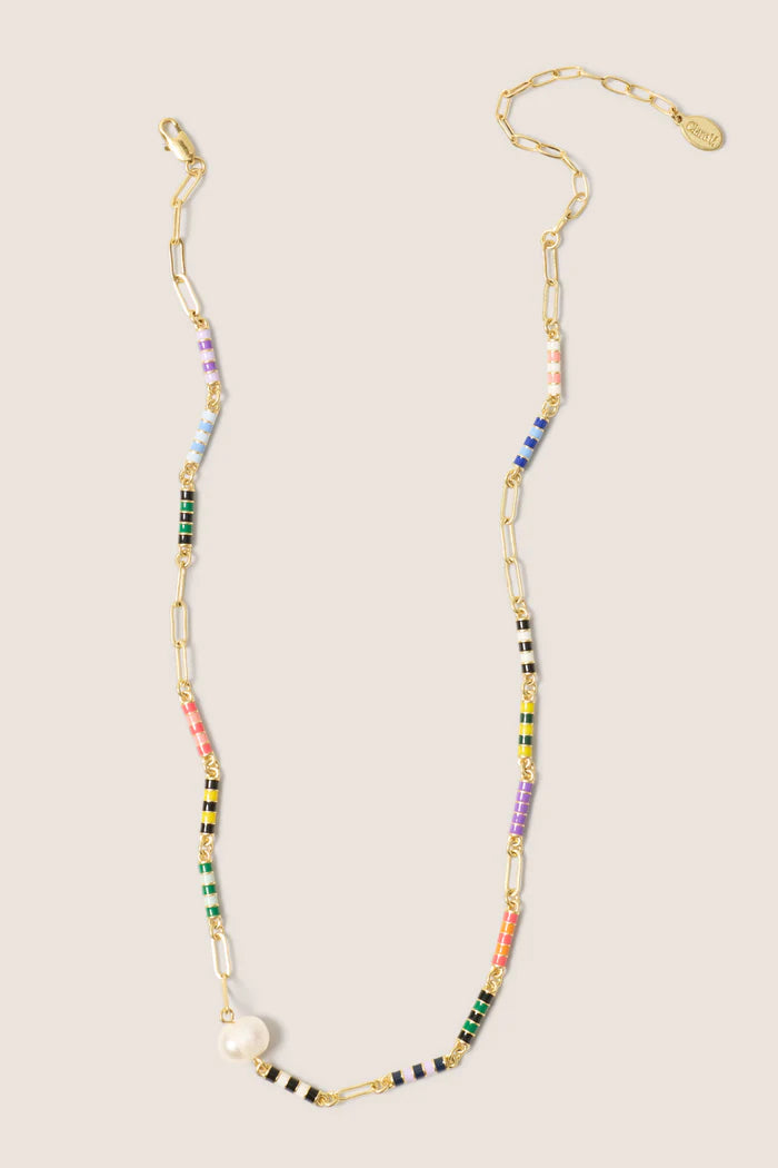 Le Stripe Pearl Necklace in Multi Color