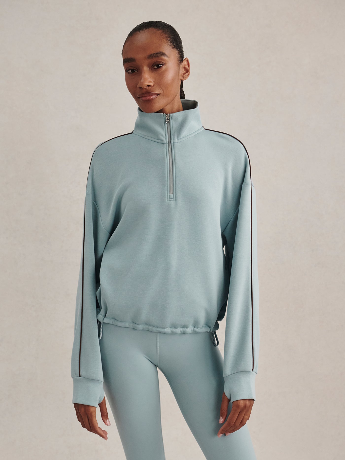 Sian Piped Half Zip Sweat in Tourmaline