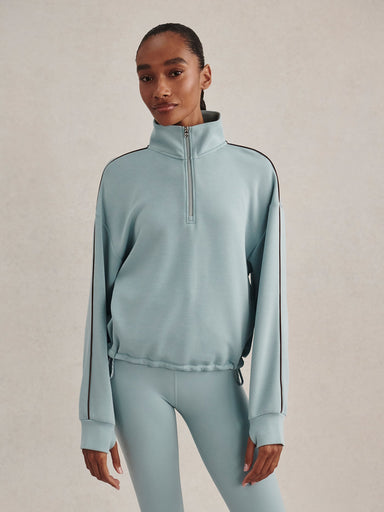 Sian Piped Half Zip Sweat in Tourmaline