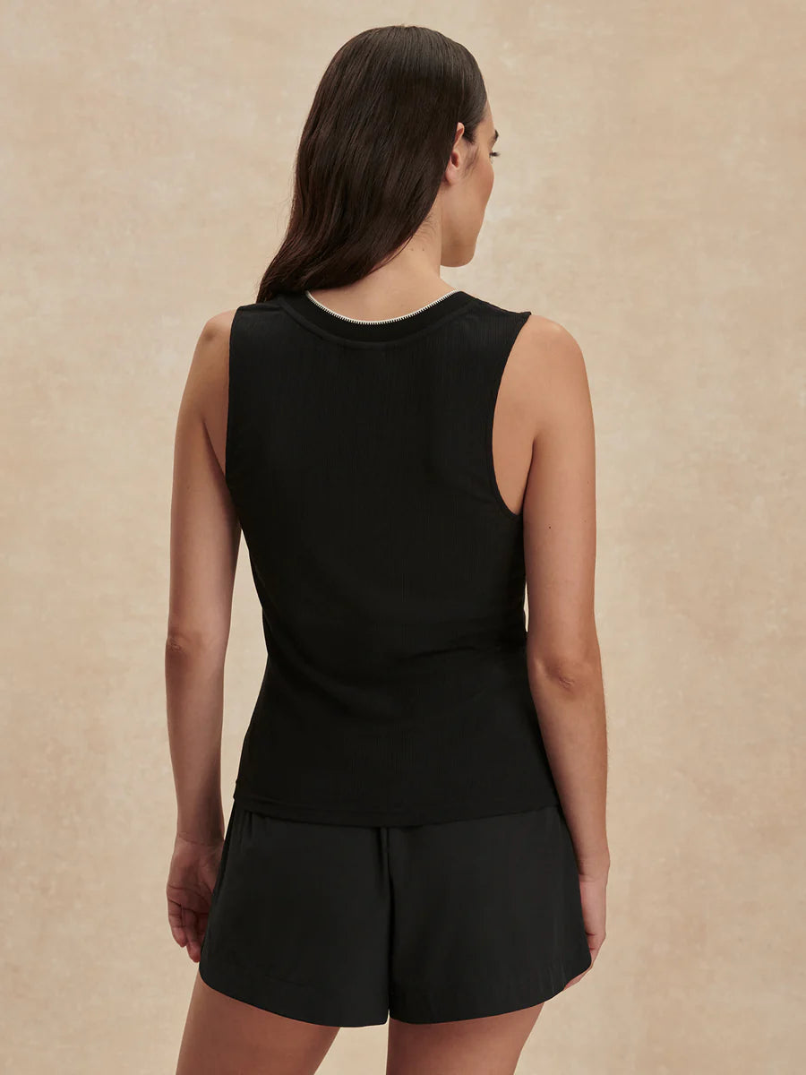 Varley Corby V-Neck Tank in Black at Baseline Social
