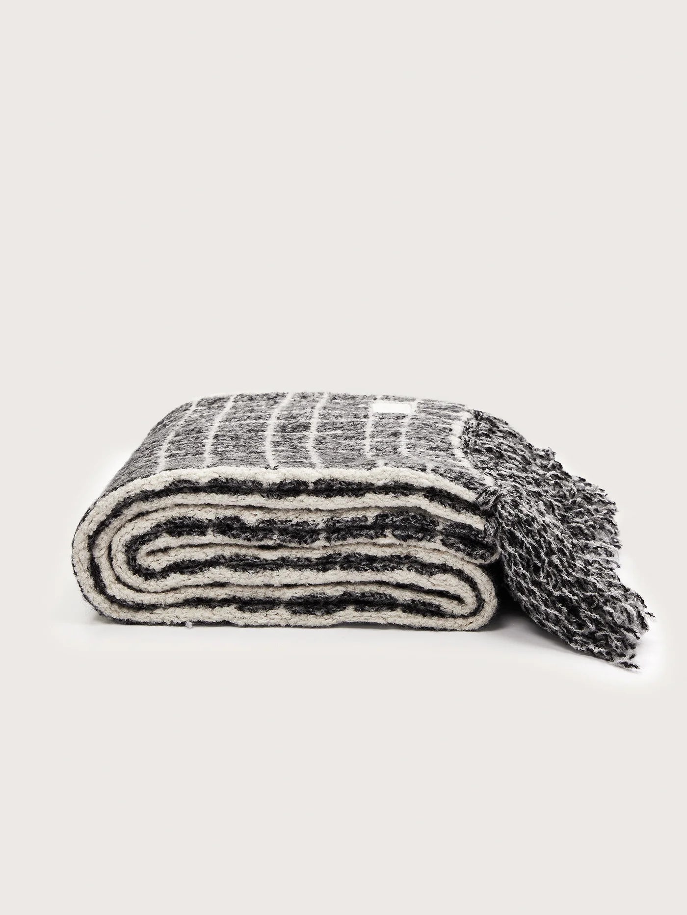 Lindsey Check Knit Scarf in Charcoal Marl - Baseline Social