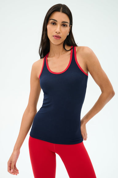 Splits59 Ashby Rib Tank in Indigo/Pirate Red at Baseline Social