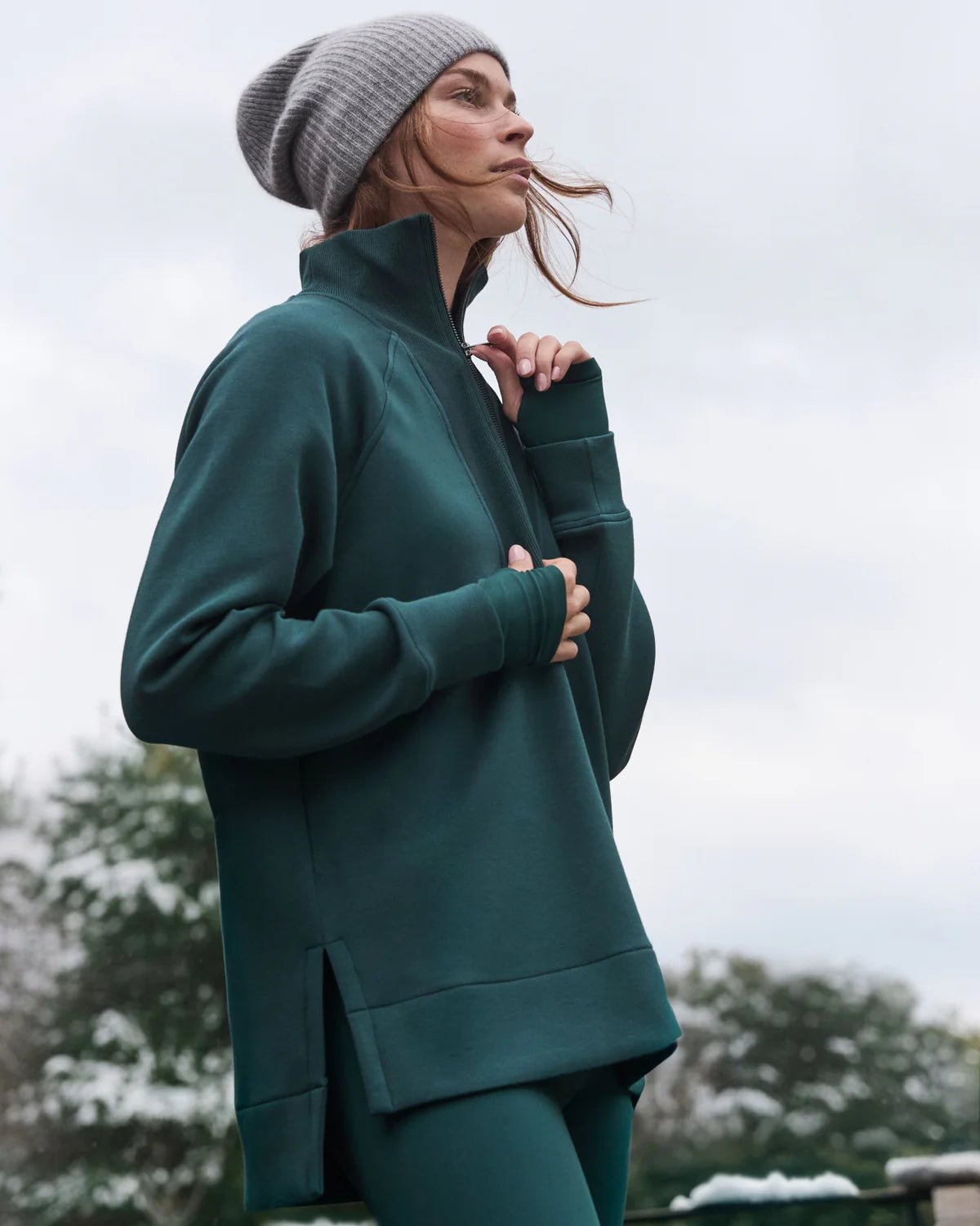 SPANX AirEssentials Brushed Half Zip Tunic in Meridian at Baseline Social