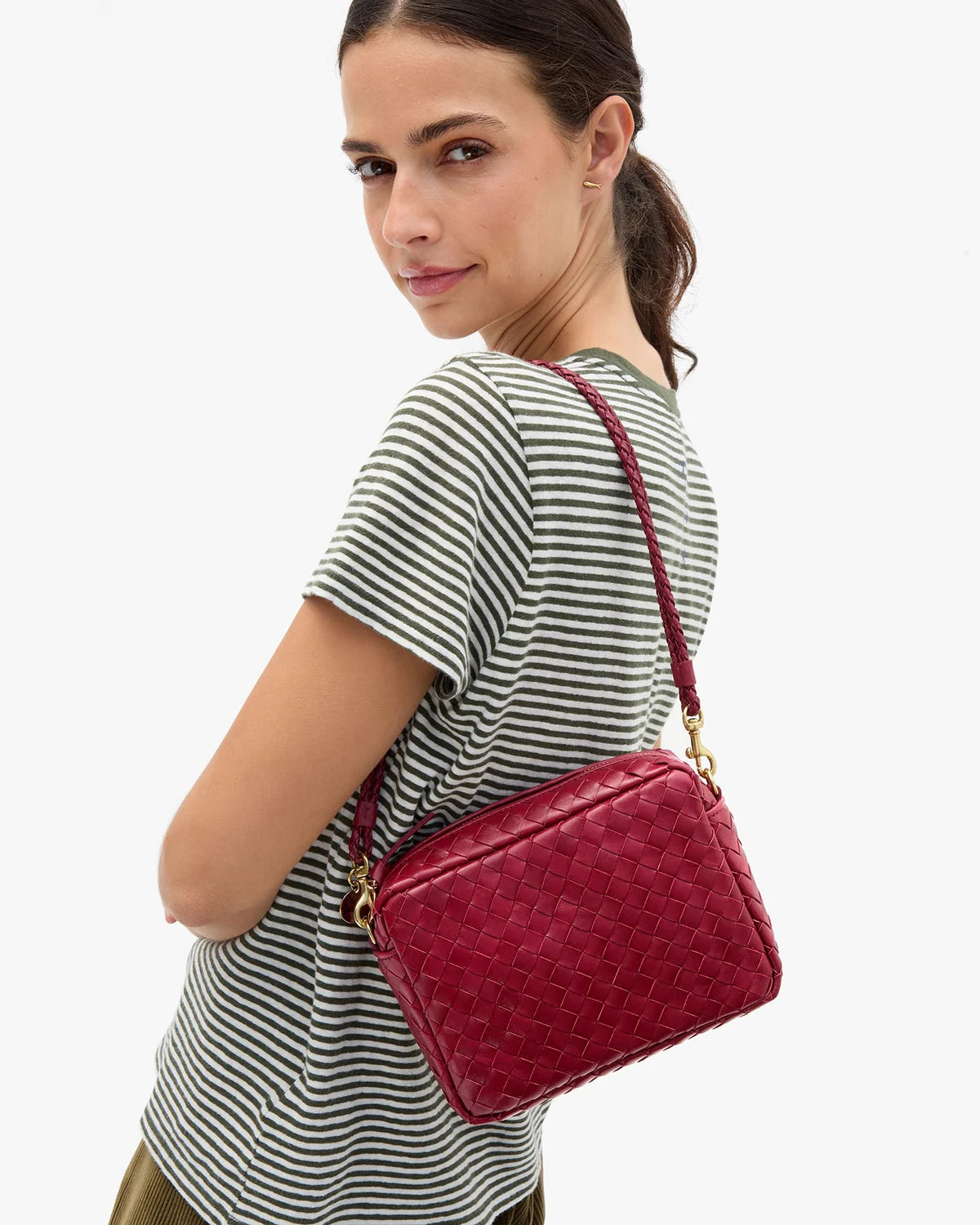 Midi Sac w/ Pocket - Garnet Diagonal Woven