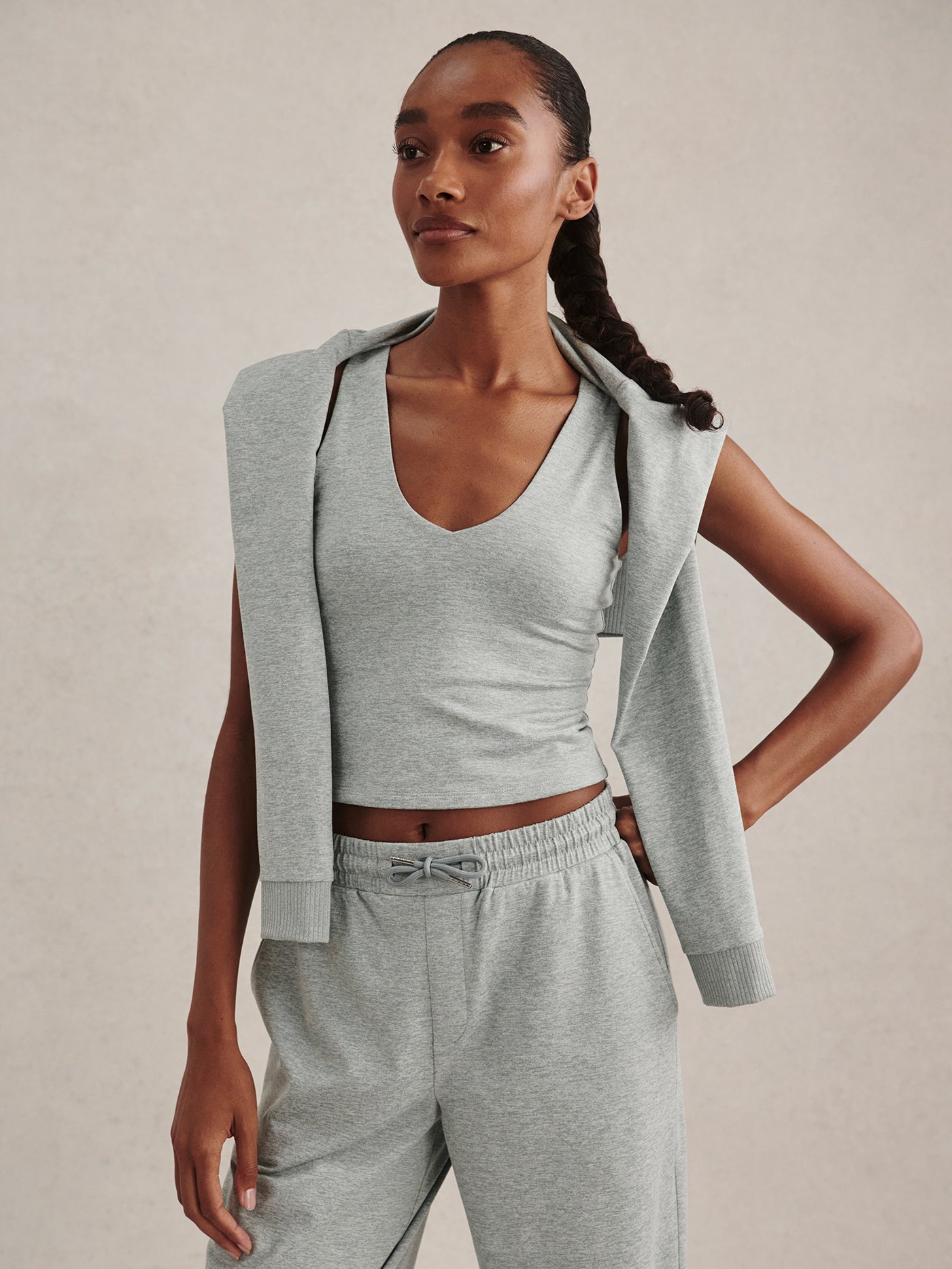 Ruby Cropped Tank in Blue Green Marl