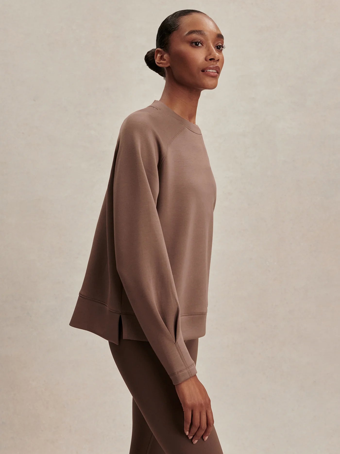 Varley Zosia Crew-Neck Sweat in Coffee Quartz at Baseline Social