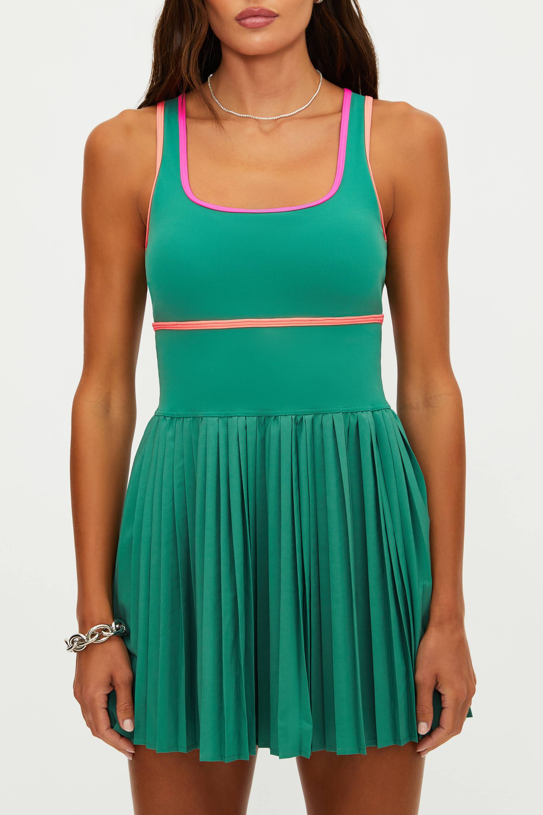 Antonia Dress in Rally Green Colorblock
