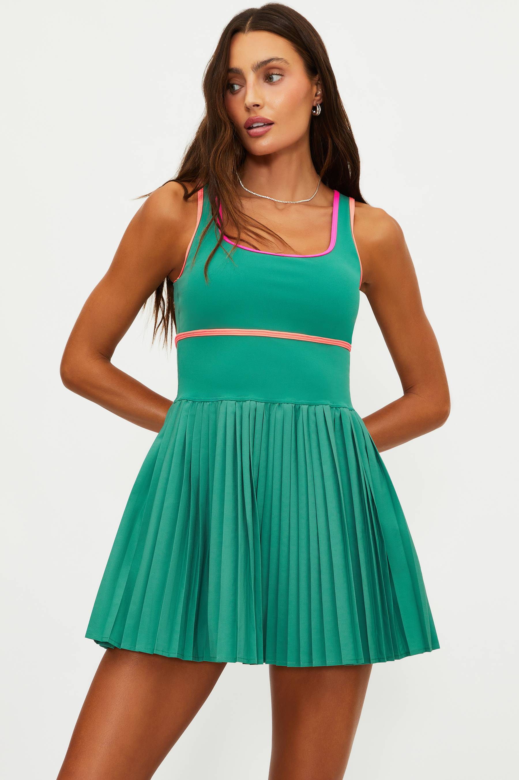 Antonia Dress in Rally Green Colorblock
