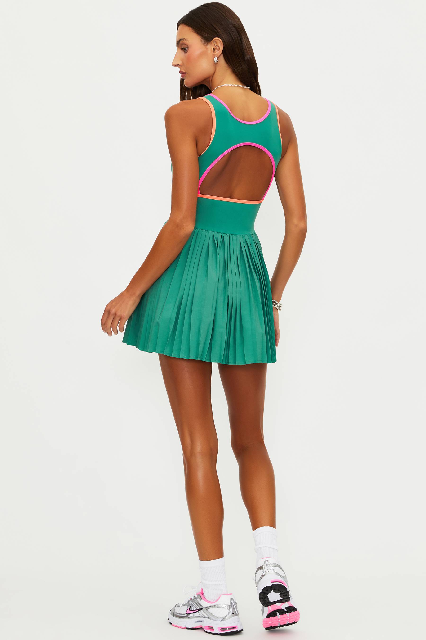 Antonia Dress in Rally Green Colorblock