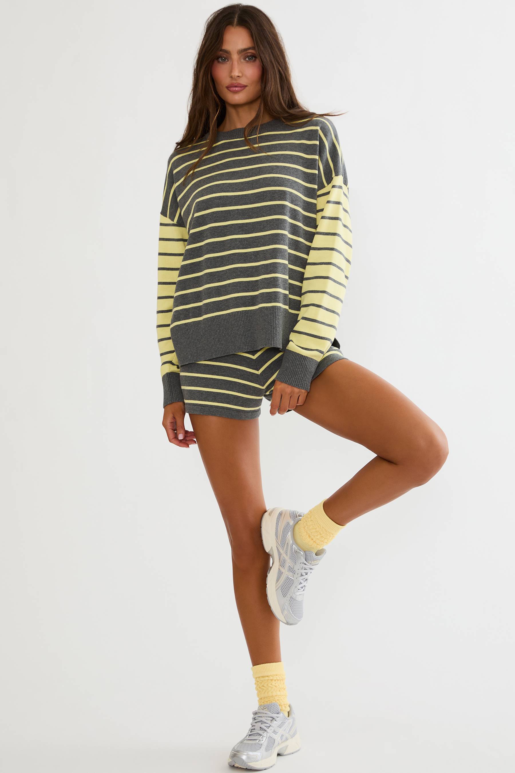 Balboa Short in Butter Gray Stripe