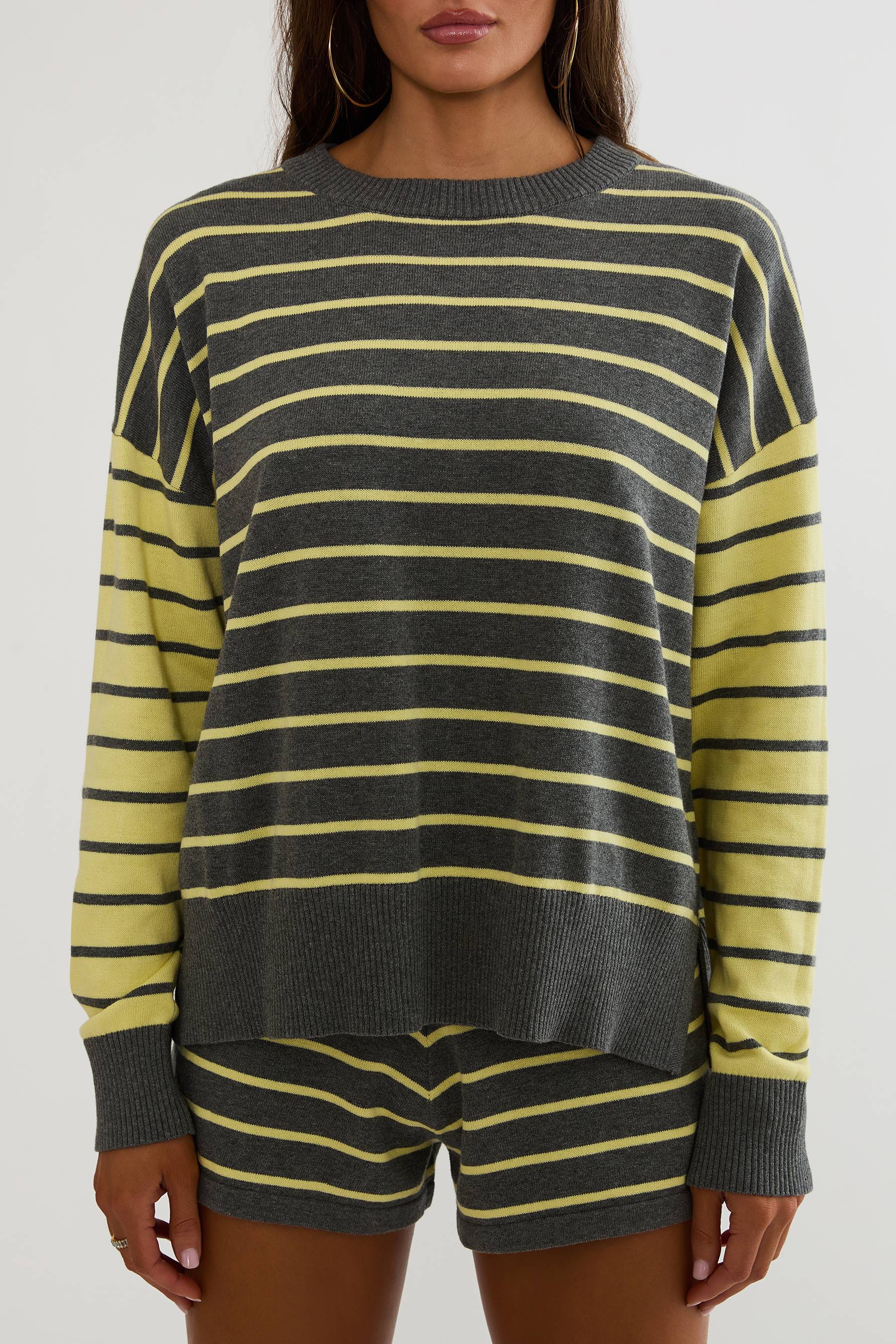 Balboa Short in Butter Gray Stripe