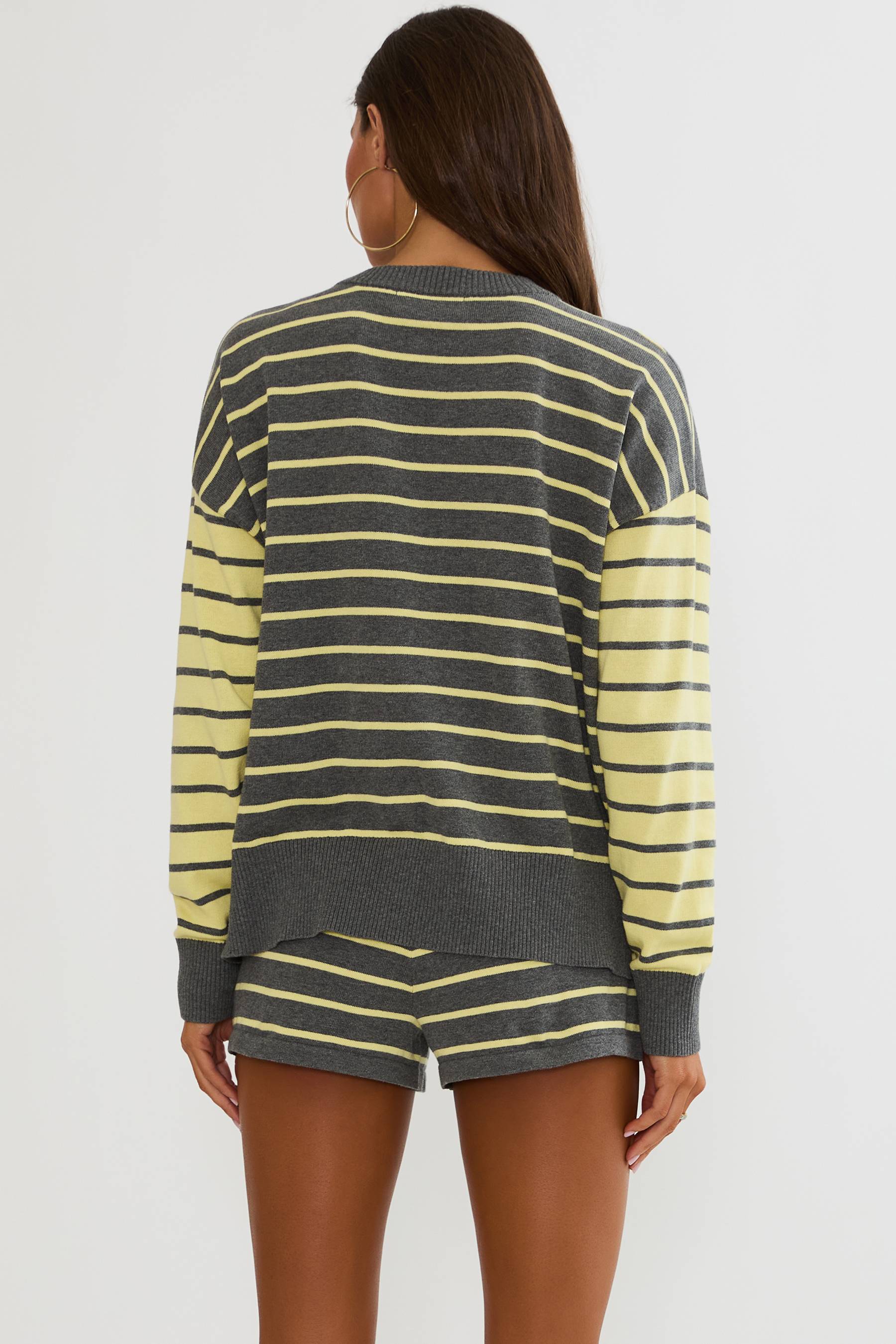 Callie Sweater in Butter Gray Stripe