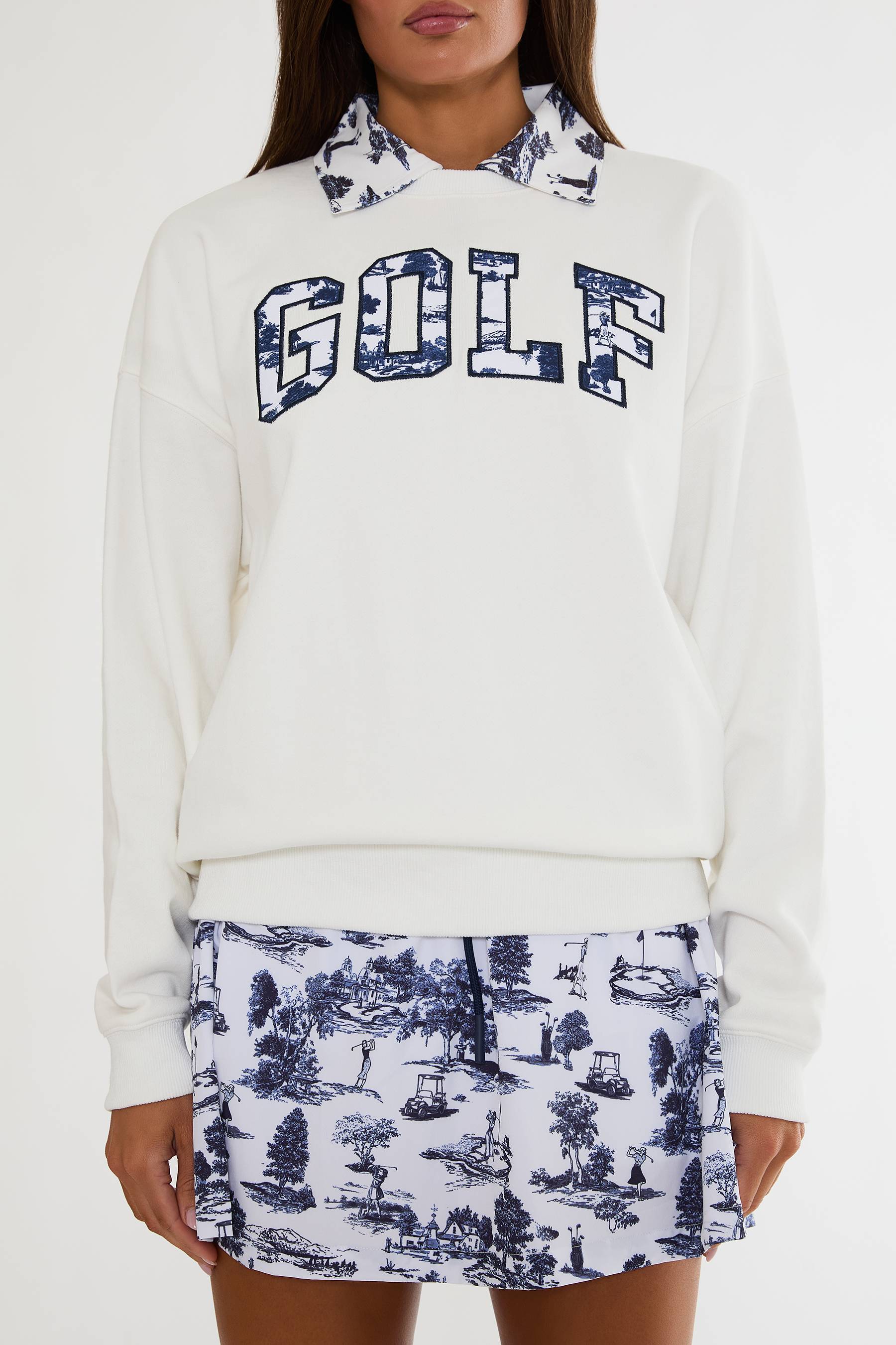 Devyn Oversized Sweatshirt in Evening Golf Toile
