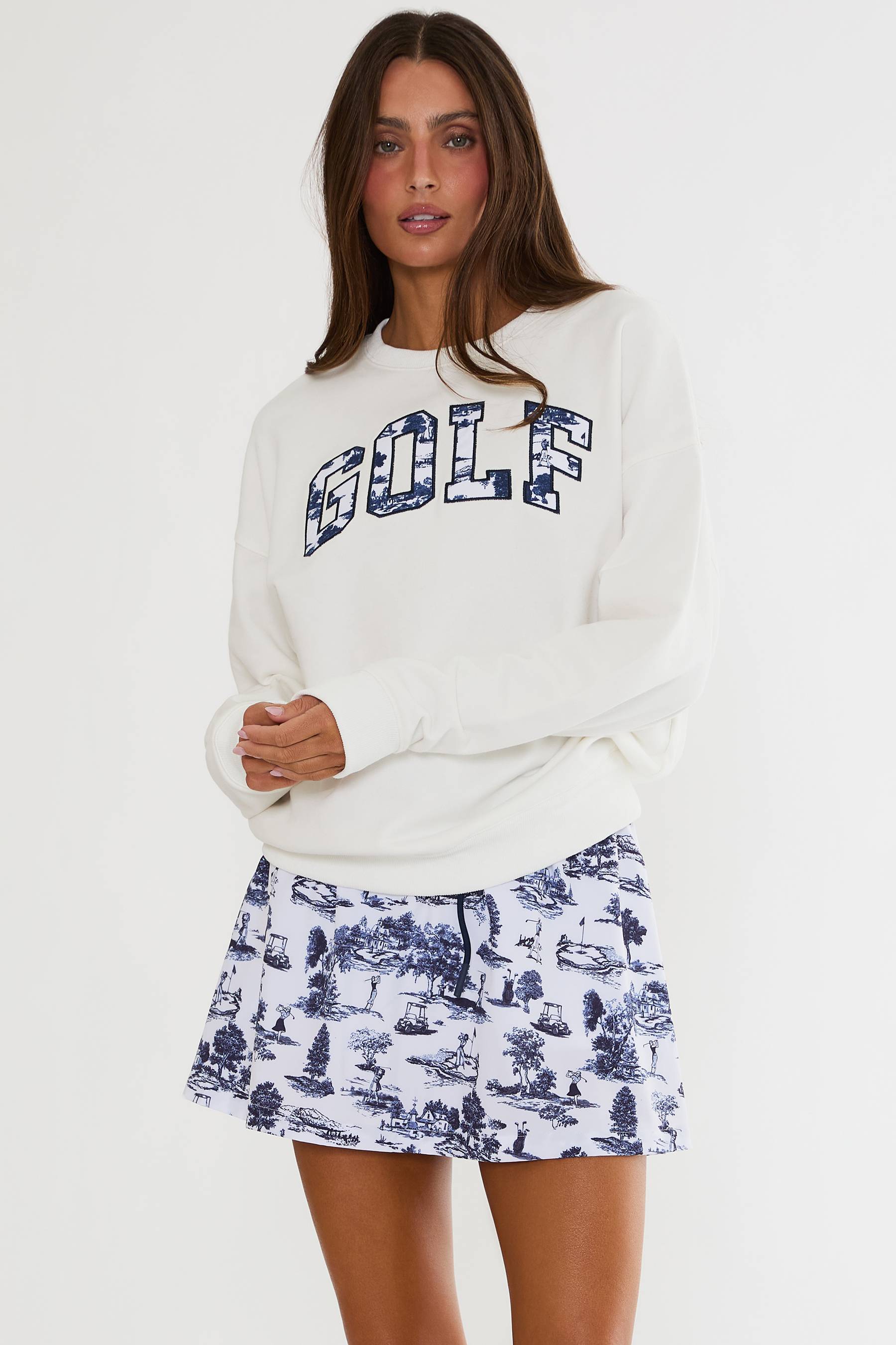 Devyn Oversized Sweatshirt in Evening Golf Toile