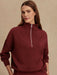 Varley Hawley Half Zip Sweat in New Maroon at Baseline Social