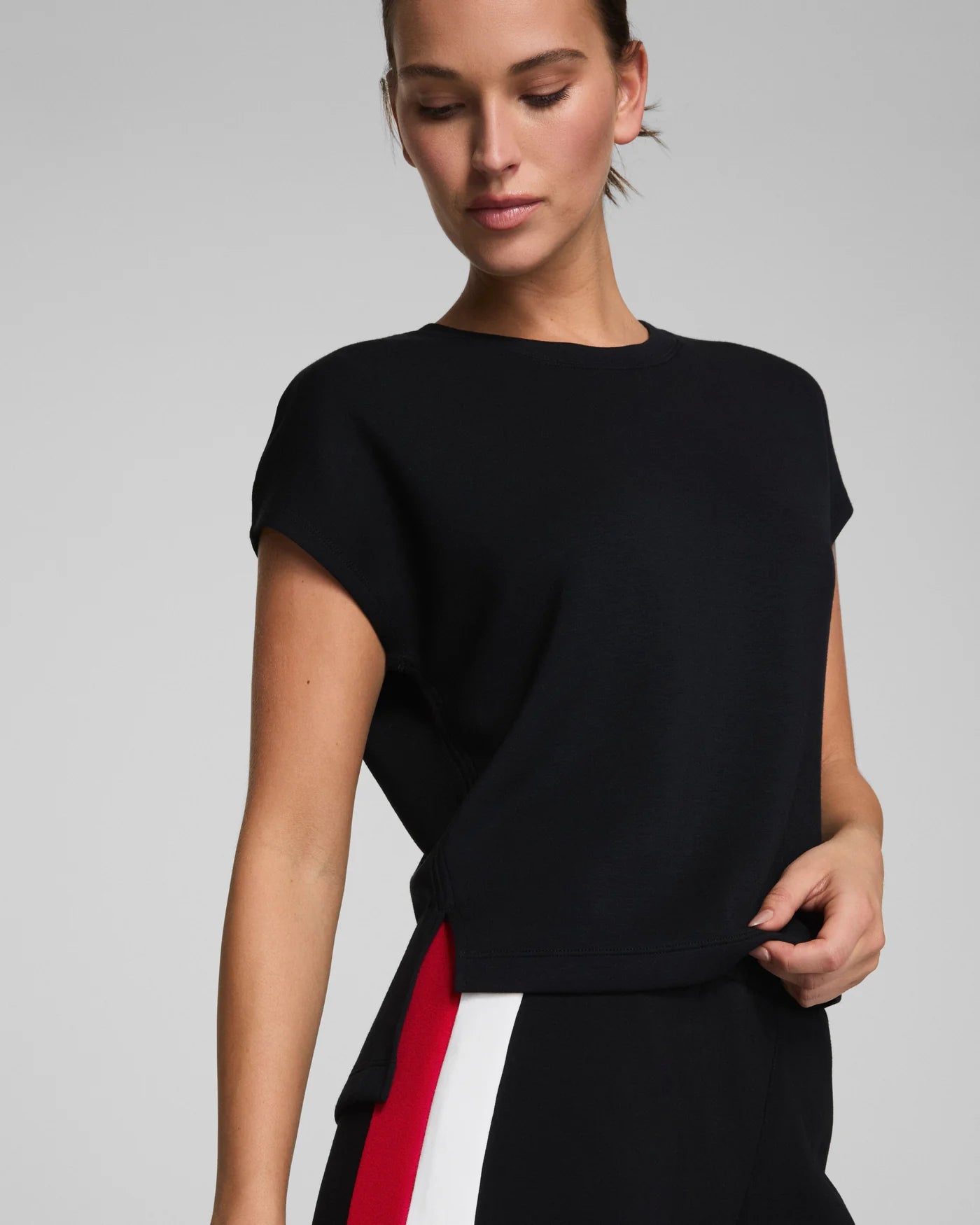 Spanx Cap Sleeve Tee in Very Black at Baseline Social
