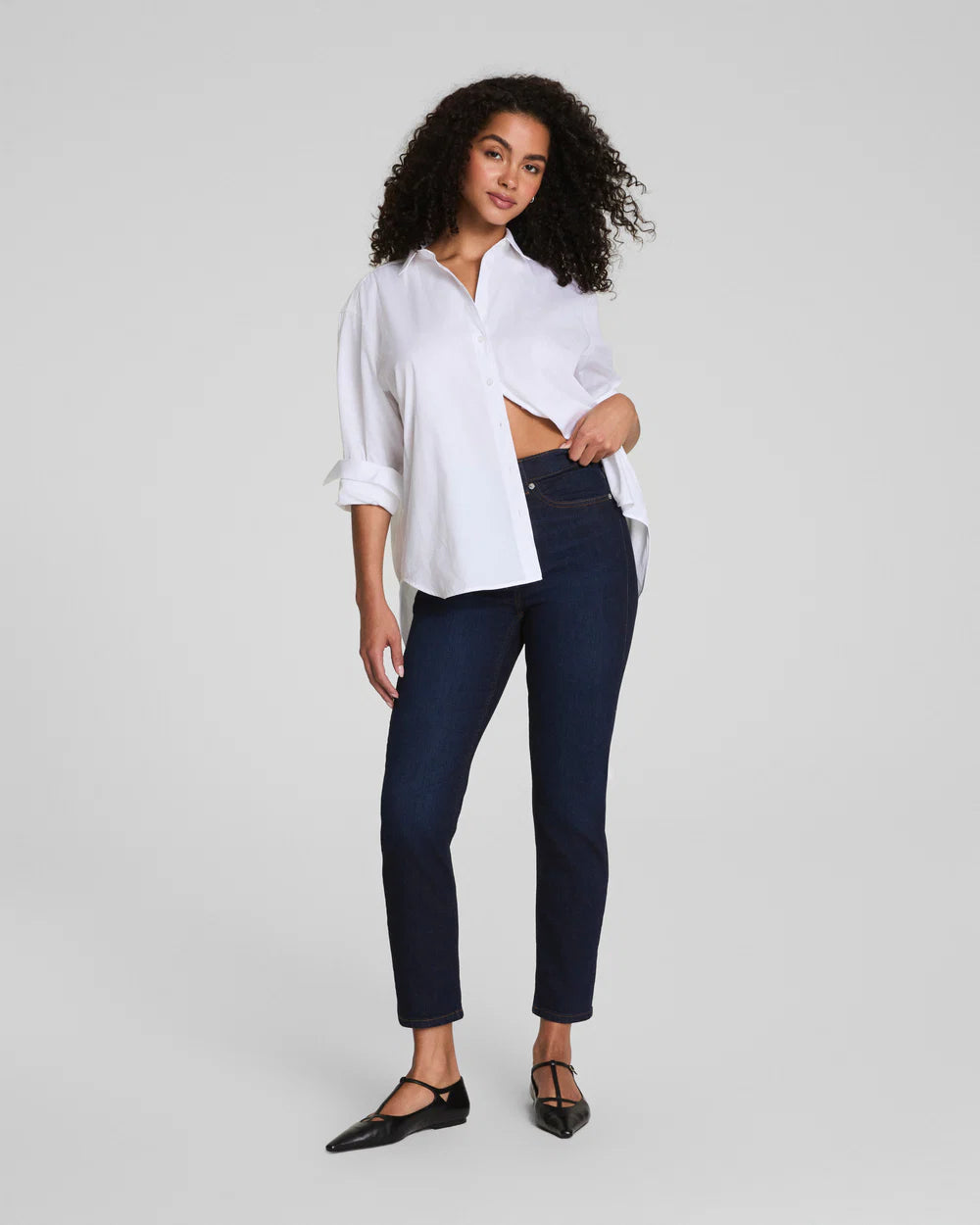 Poplin Oversized Button-Up Shirt in Classic White - Baseline Social