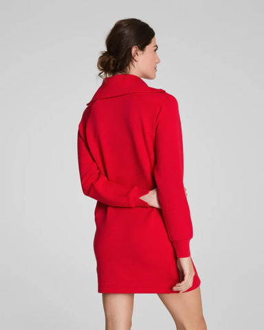 Spanx Half Zip Dress in Red at Baseline Social