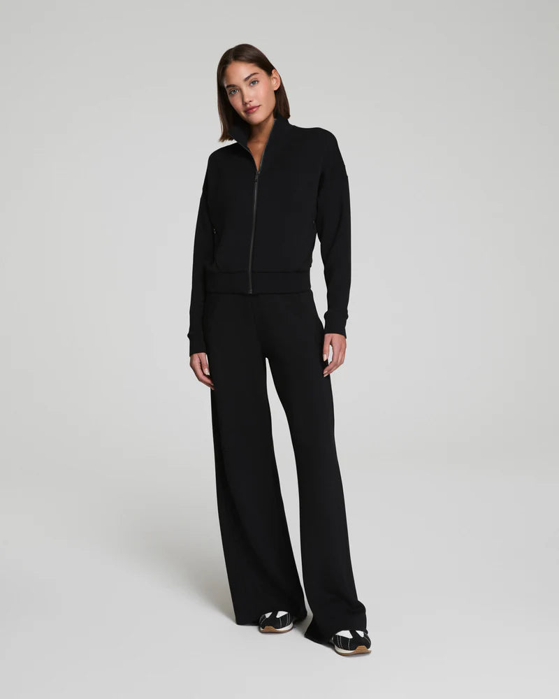 Spanx AirEssentials Wide Leg Track Pant in Very Black at Baseline Social