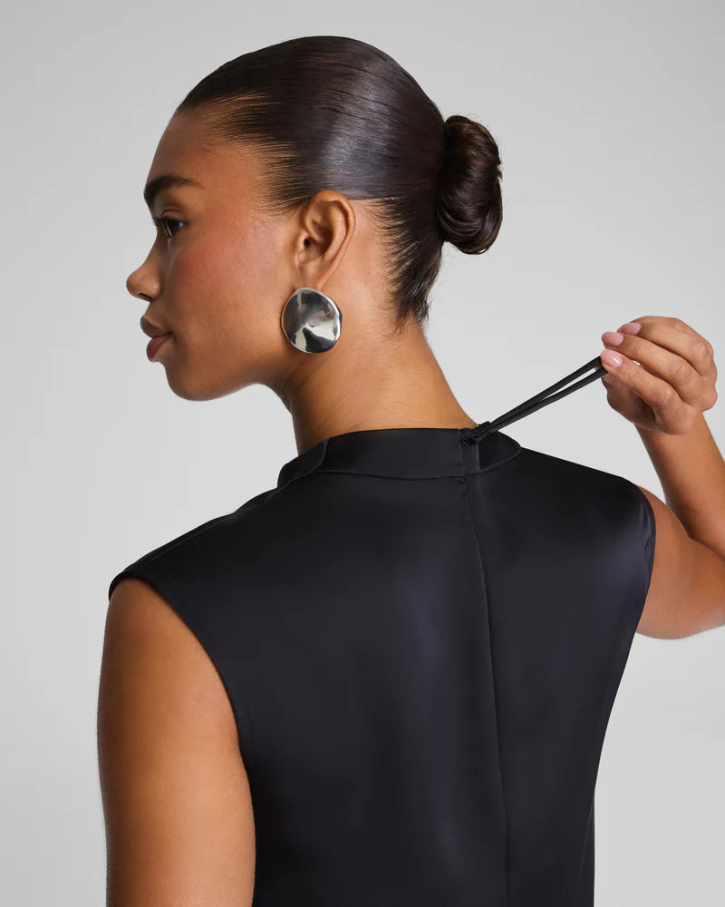 Spanx Silky Smooth Cowl Neck Sleeveless Top in Classic Black at Baseline Social