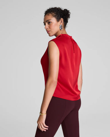 Spanx Silky Smooth Cowl Neck Sleeveless Top in Red at Baseline Social
