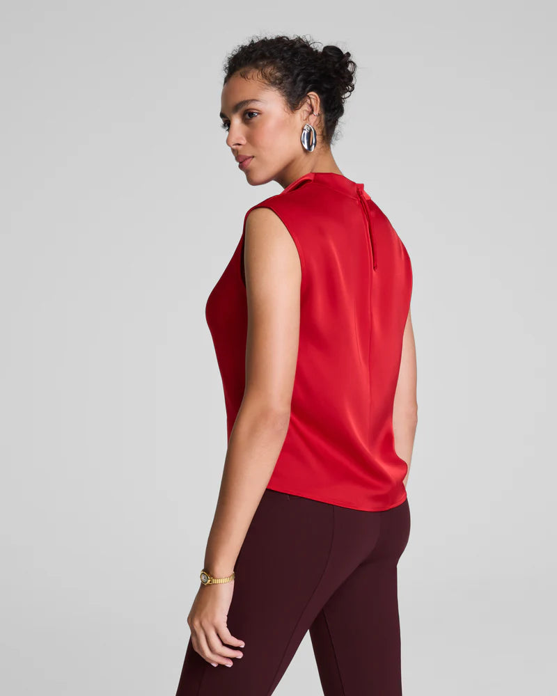 Spanx Silky Smooth Cowl Neck Sleeveless Top in Red at Baseline Social