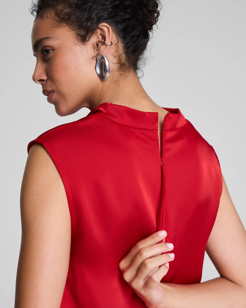 Spanx Silky Smooth Cowl Neck Sleeveless Top in Red at Baseline Social