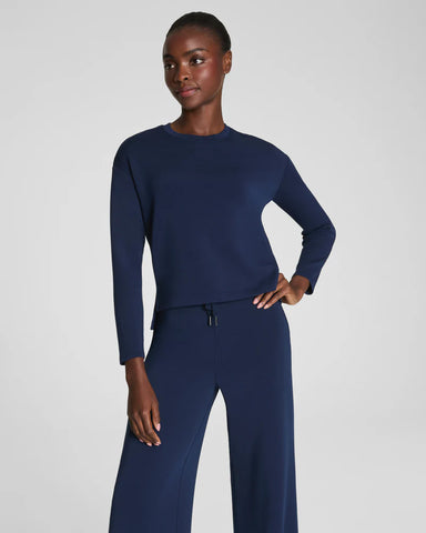 Spanx Relaxed Long Sleeve Top in Timeless Navy at Baseline Social