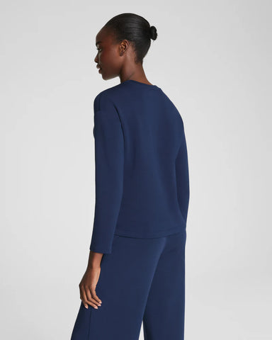 Spanx Relaxed Long Sleeve Top in Timeless Navy at Baseline Social