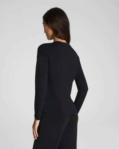 Spanx Relaxed Long Sleeve Top in Very Black at Baseline Social