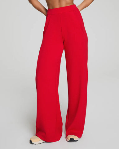 Spanx AirEssentials Wide Leg Track Pant in Red at Baseline Social