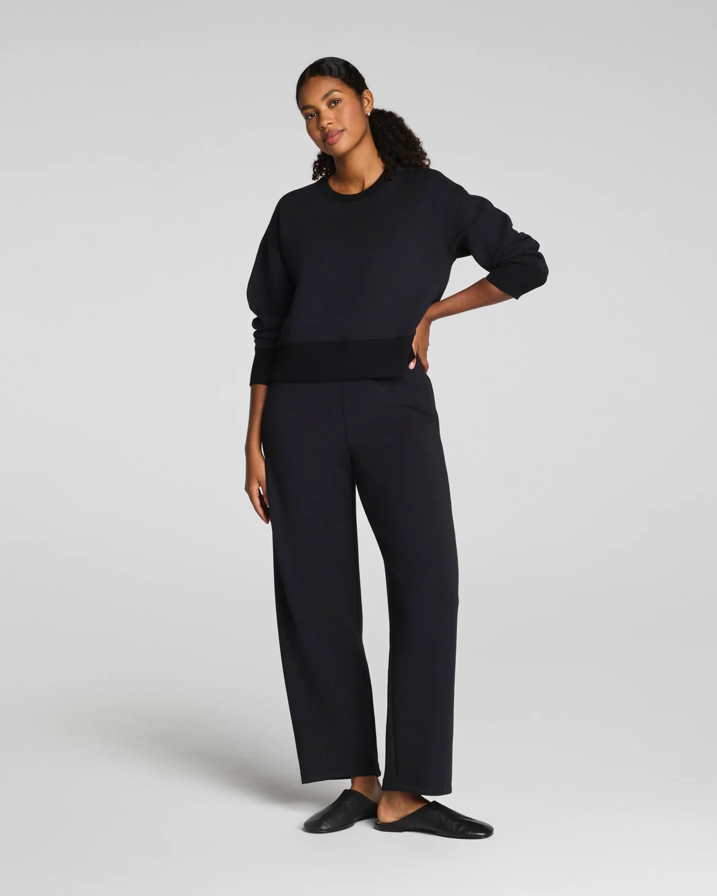 SPANX AirEssentials Luxe Crewneck in Very Black at Baseline Social