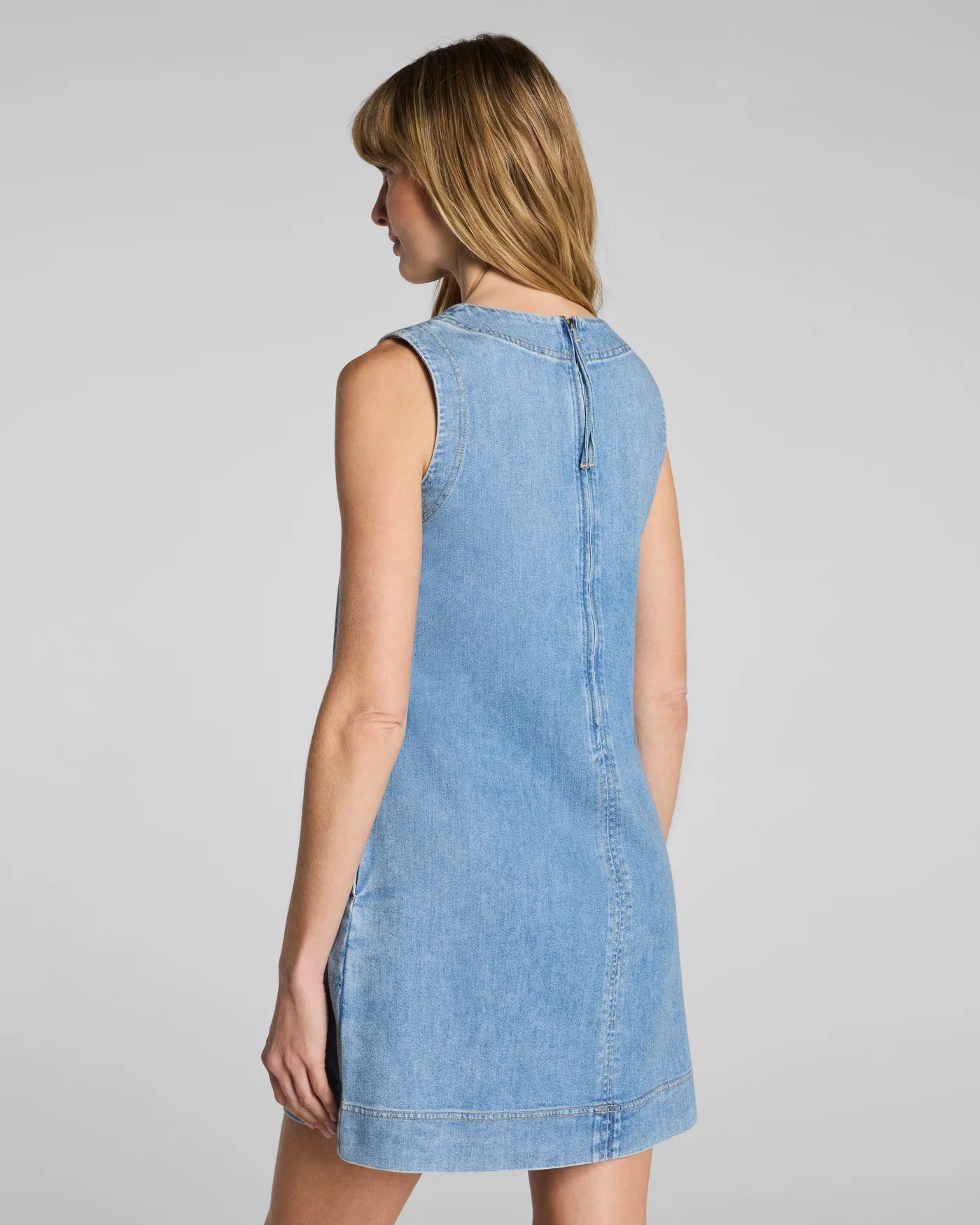 Spanx Lightweight Denim Mini Tank Dress in Seaside Blue at Baseline Social