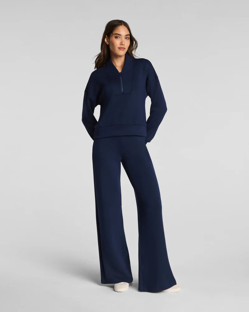 SPANX AirEssentials Shawl Collar Half Zip in Timeless Navy at Baseline Social
