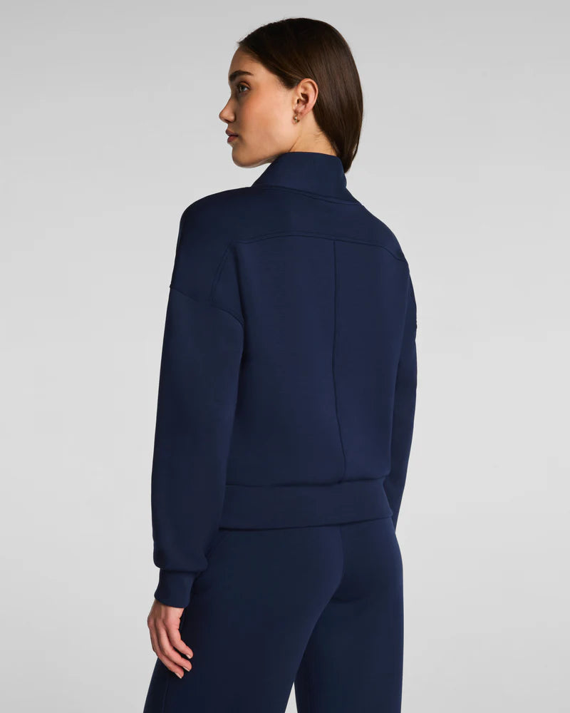 SPANX AirEssentials Shawl Collar Half Zip in Timeless Navy at Baseline Social