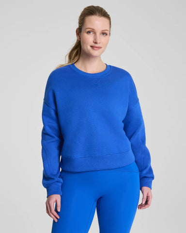 SPANX BoostUp Cotton Fleece Crewneck in Current at Baseline Social