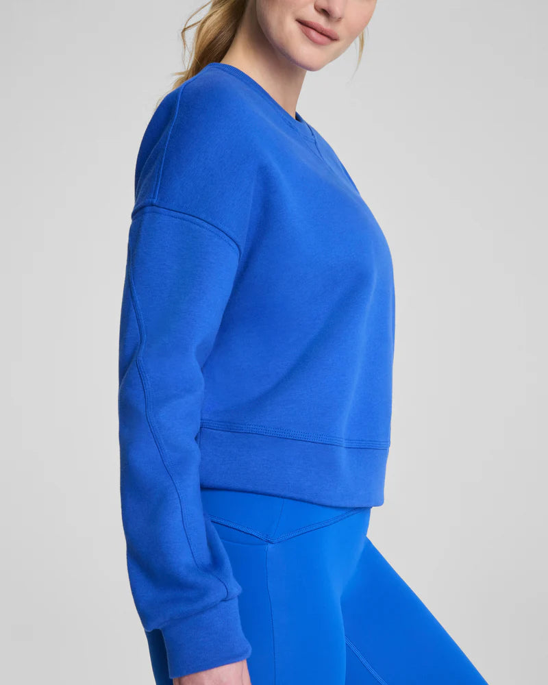 SPANX BoostUp Cotton Fleece Crewneck in Current at Baseline Social
