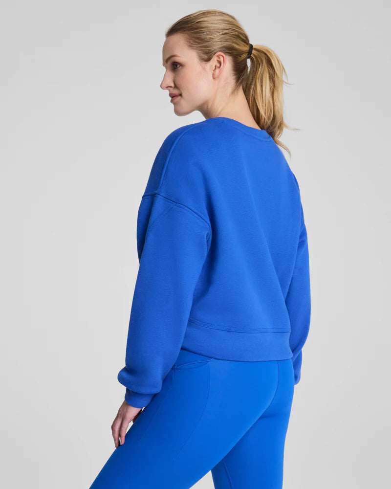 SPANX BoostUp Cotton Fleece Crewneck in Current at Baseline Social