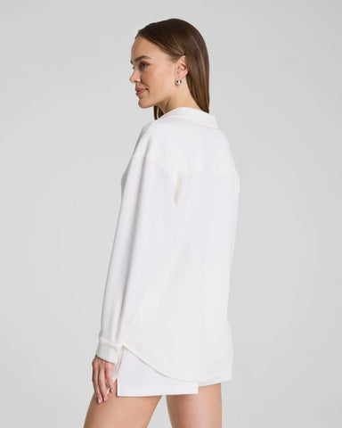 Spanx AirEssentials Oversized Button Down in Powder at Baseline Social