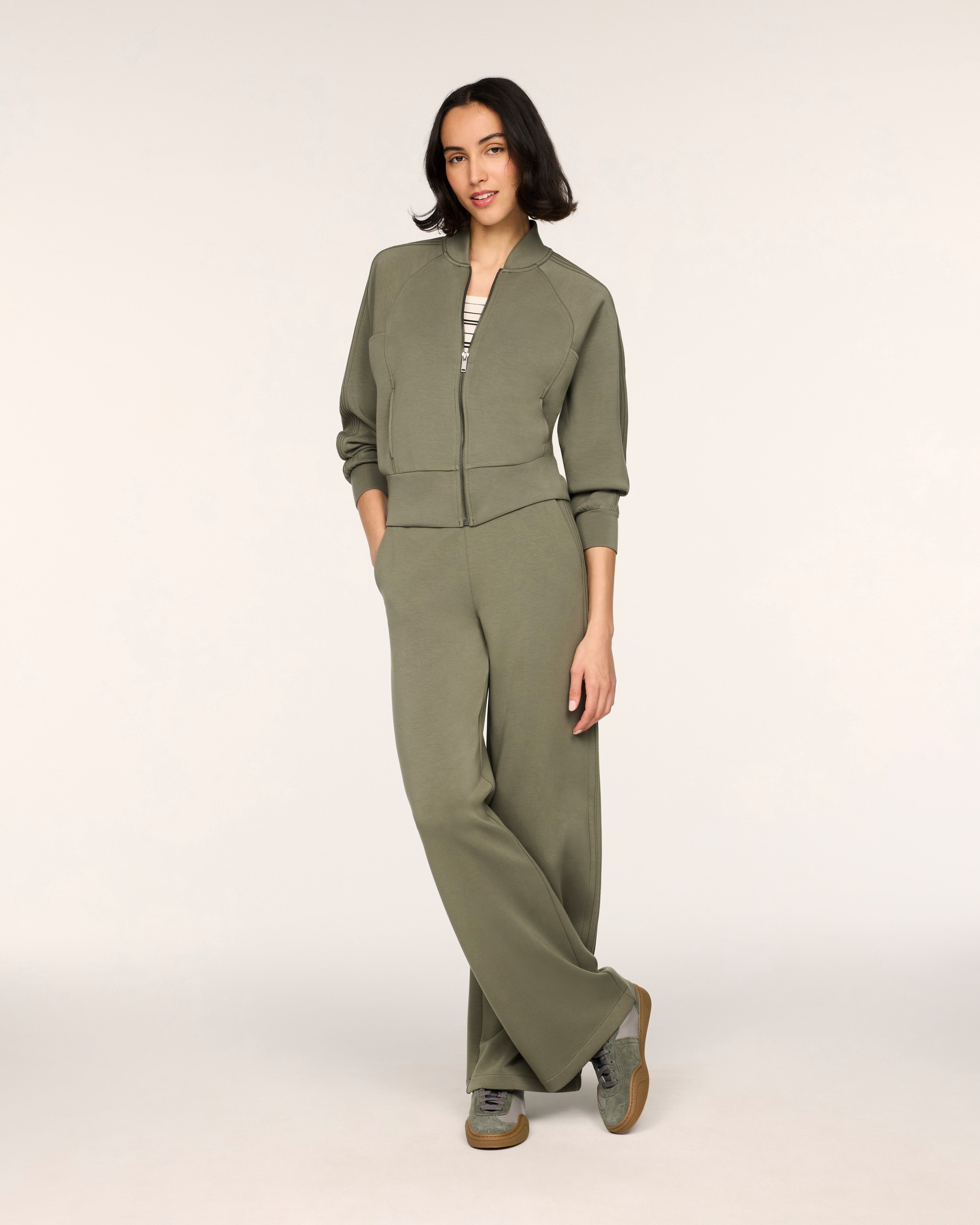 AirEssentials Pintuck Track Jacket in Herb - official SPANX photo