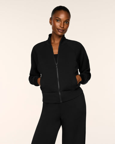 AirEssentials Pintuck Track Jacket in Very Black - official SPANX photo
