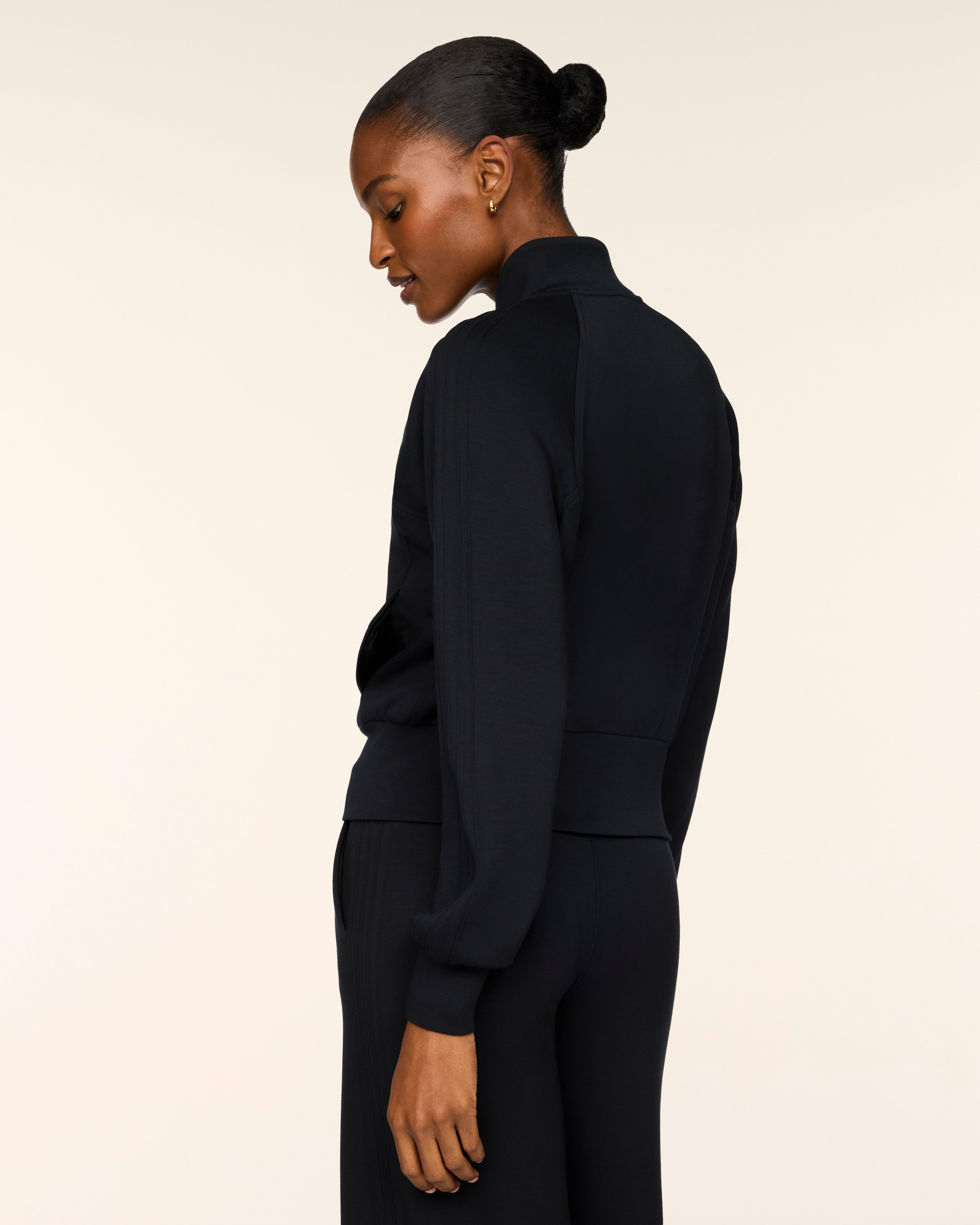 AirEssentials Pintuck Track Jacket in Very Black - official SPANX photo