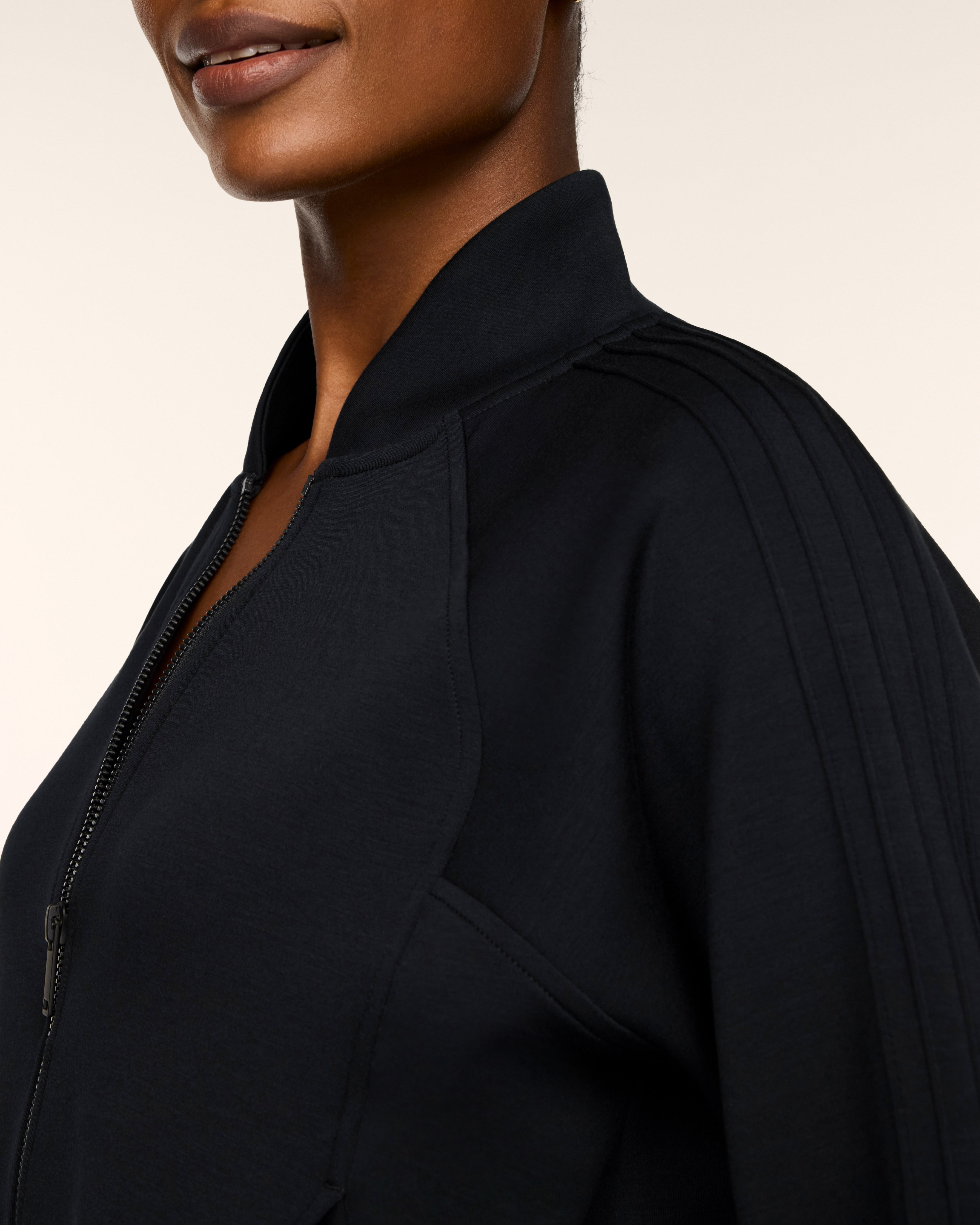 AirEssentials Pintuck Track Jacket in Very Black - official SPANX photo