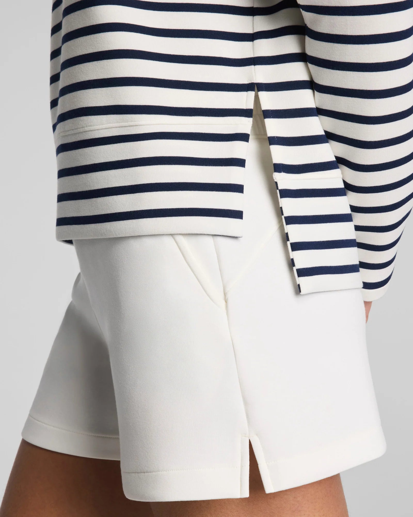 SPANX AirEssentials Crewneck Long Sleeve in Navy Stripes at Baseline Social