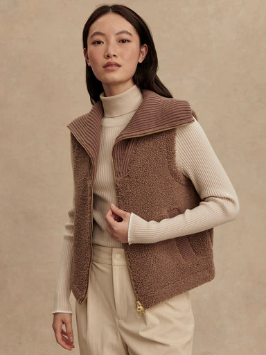 Varley Aspen Gilet in Ash Taupe at Baseline Social