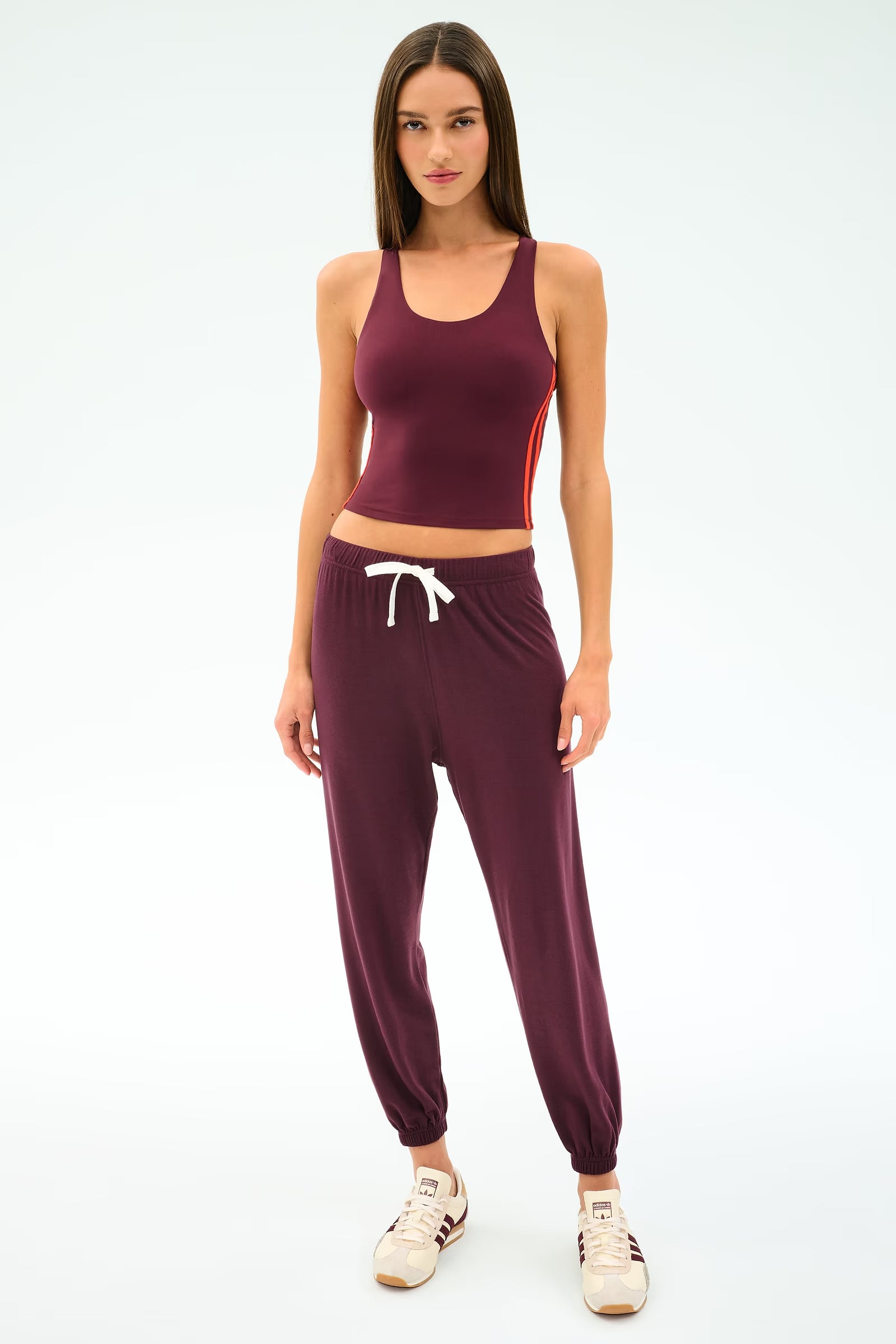 Splits59 Ella Airweight Tank in Dark Cherry/Valencia at Baseline Social