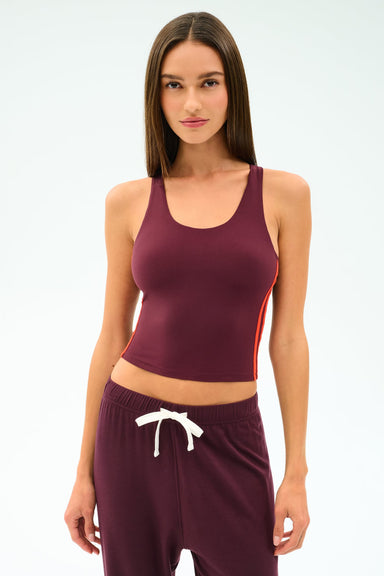 Splits59 Ella Airweight Tank in Dark Cherry/Valencia at Baseline Social