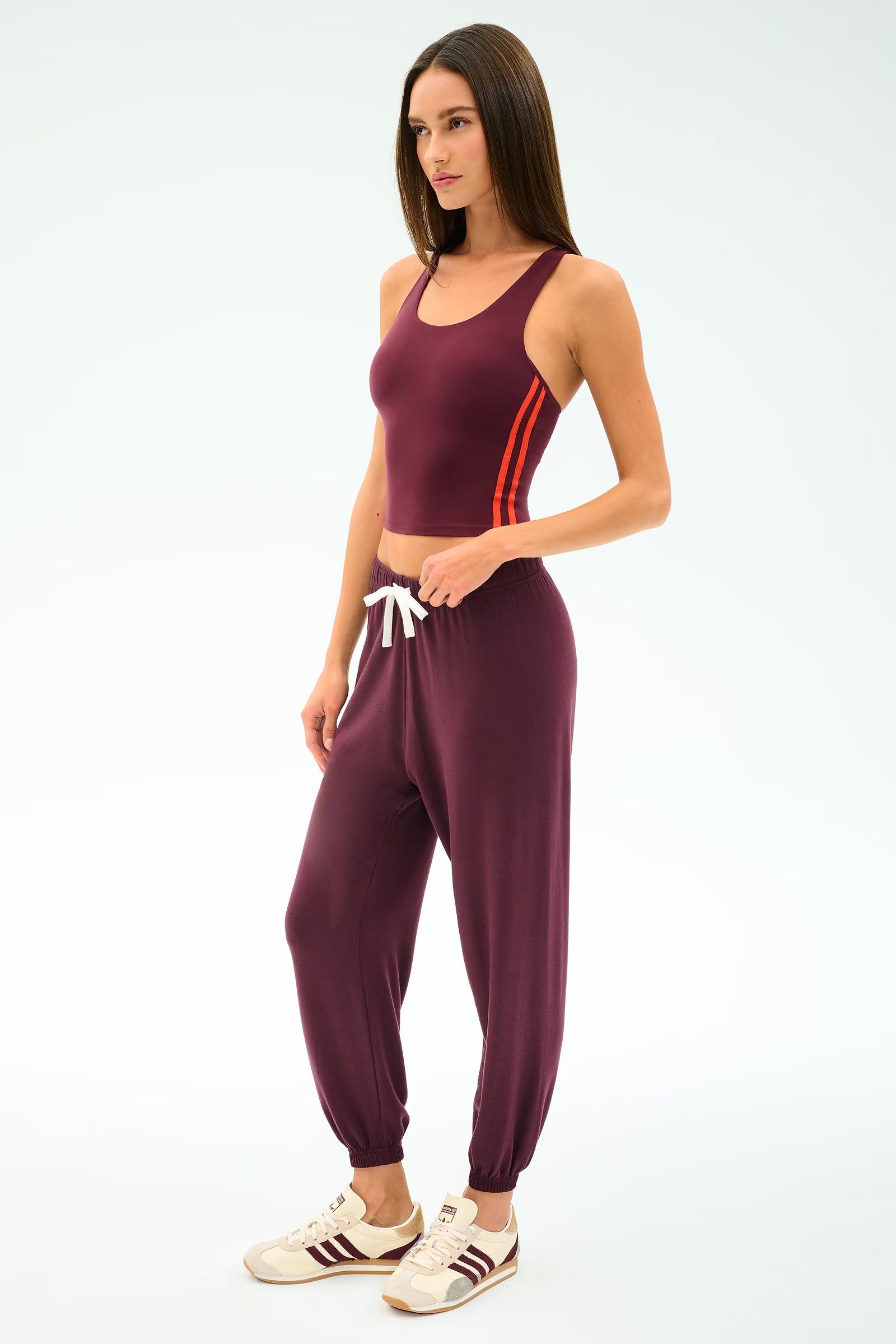 Splits59 Ella Airweight Tank in Dark Cherry/Valencia at Baseline Social